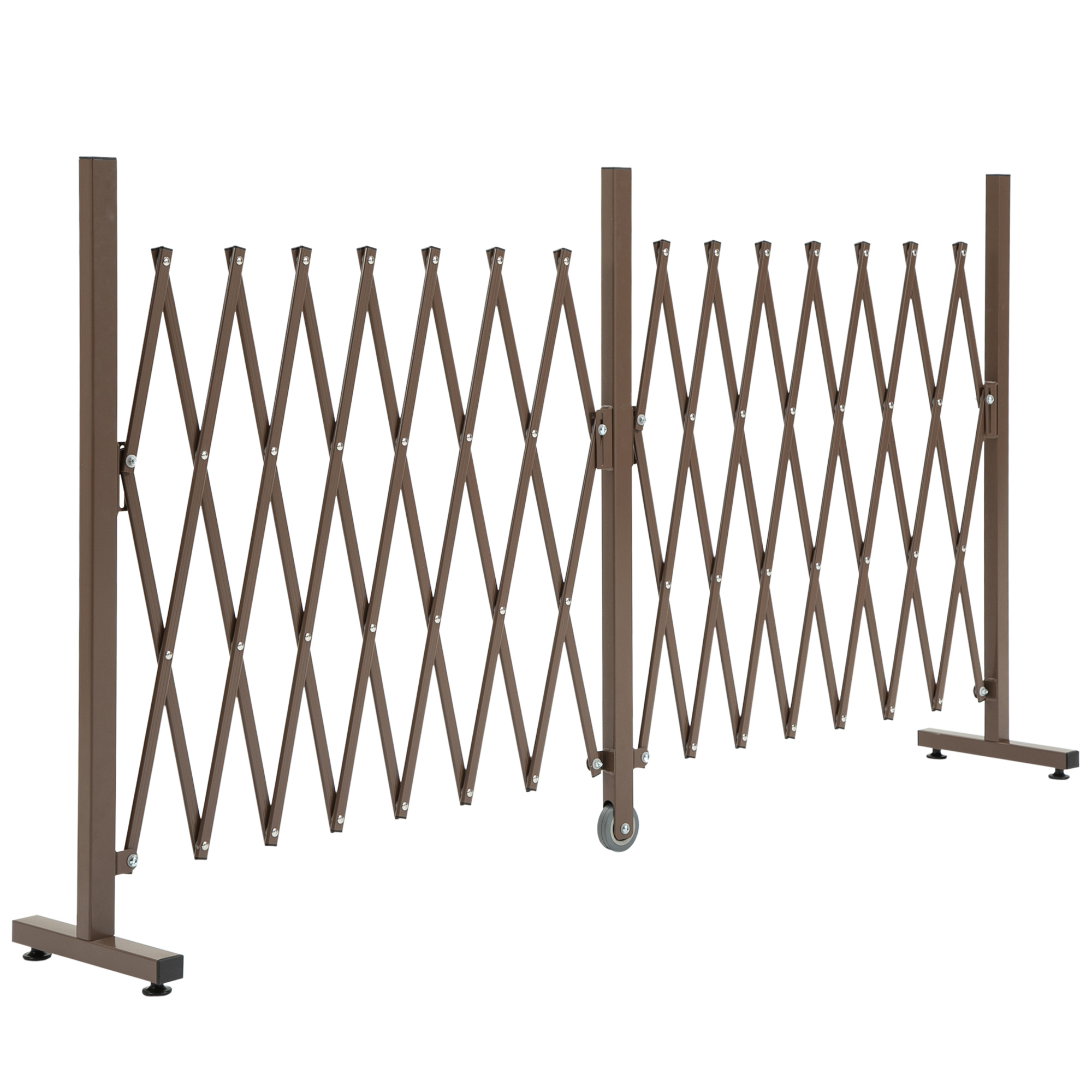 Outsunny Scherengitter Absperrgitter Scherensperre ausziehbar 52-405cm Garten Alu Braun H103,5cm