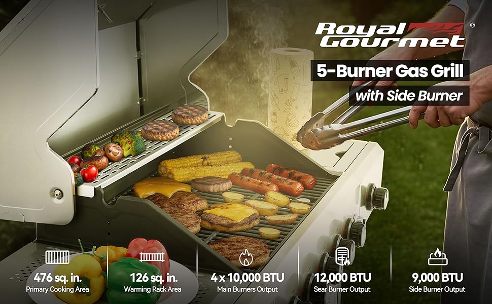 royal gourmet 5 burner propane gas grill GA5401T