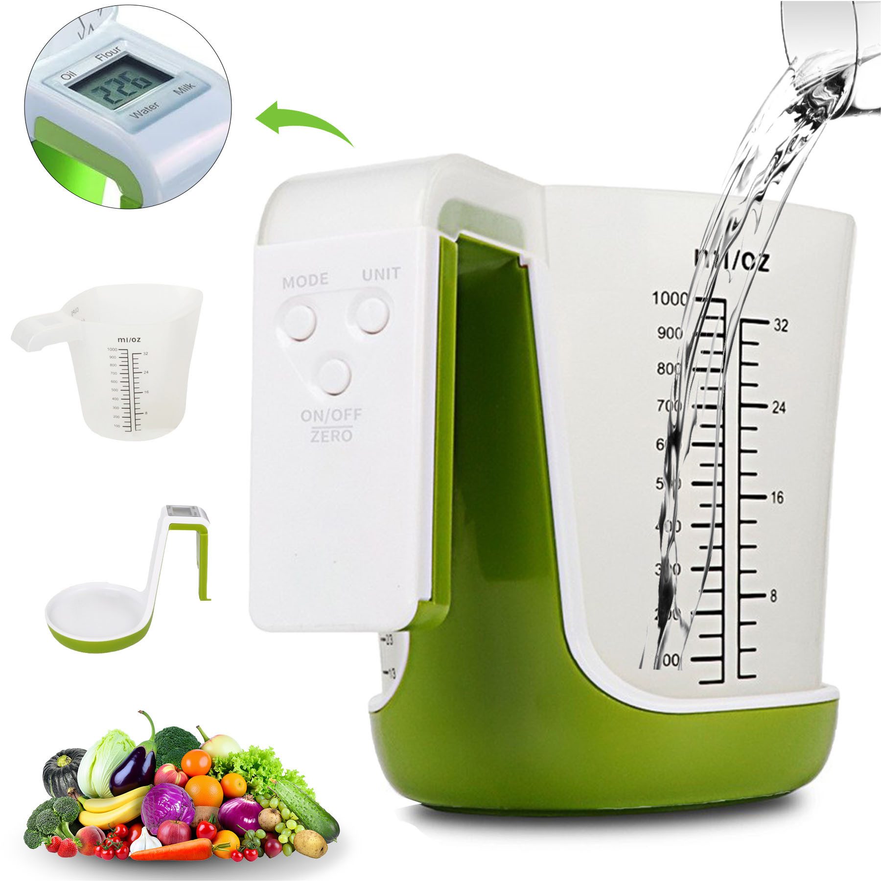 Küchenwaage 1000-ml-Flüssigkeitsmessskala, 5-kg-Küchen-Backmilchwaage Abnehmbarem