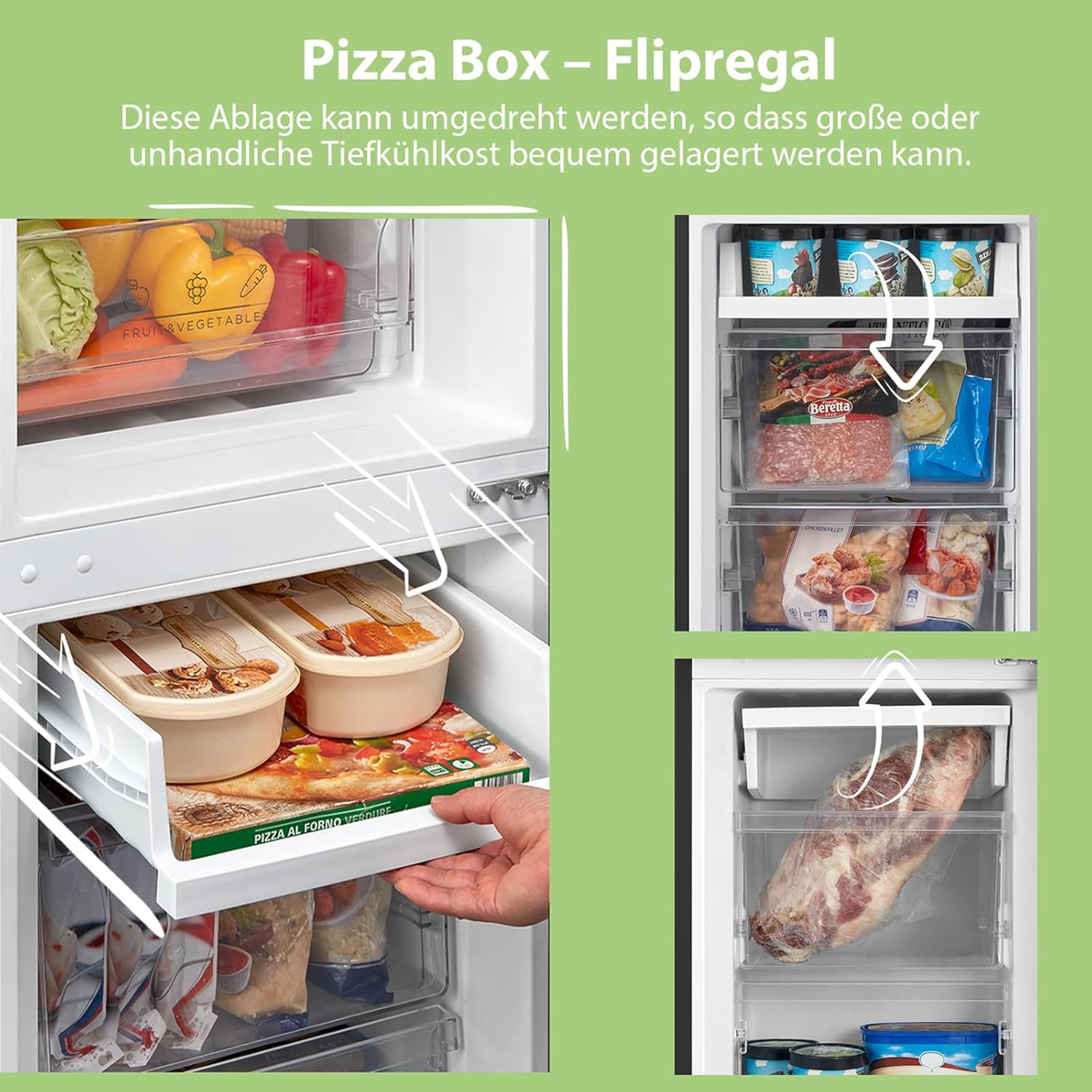 Comfee RCB169DK2(E) Fridge/Freezer Combination, 150 cm Height, Low Frost, Adjustable Fridge Temperature, LED Light, 195 kWh per Year, Fridge Capacity 115 L, 59 L Freezer, Black