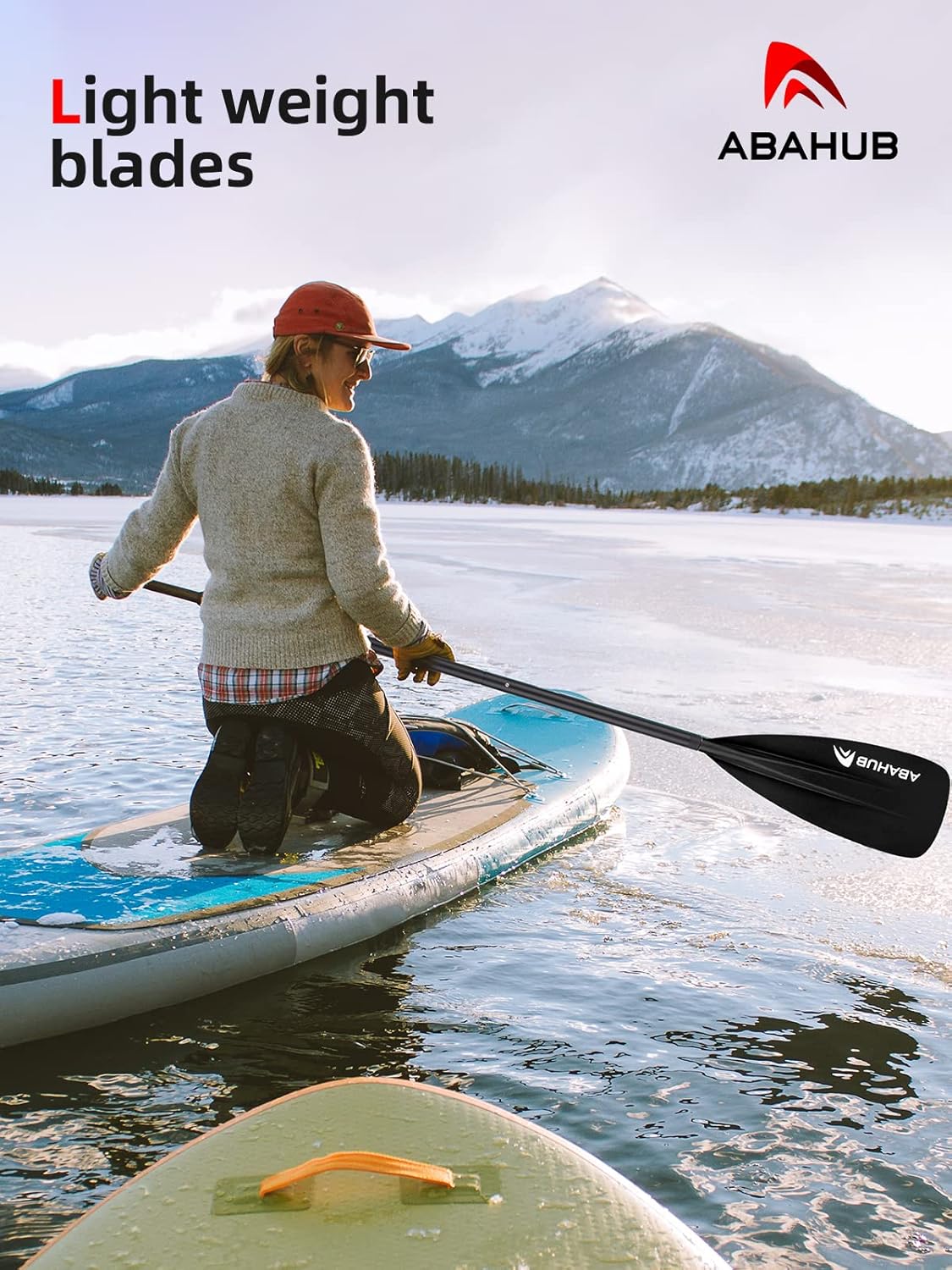 Abahub Pagaia SUP Alluminio Remi SUP Paddle Stand Up Paddle Telescopico 173-213 cm per Tavola da Surf Canoa SUP, Lama in Nylon di Plastica in Nero/Blu/Verde/Rosso/Arancione/Giallo