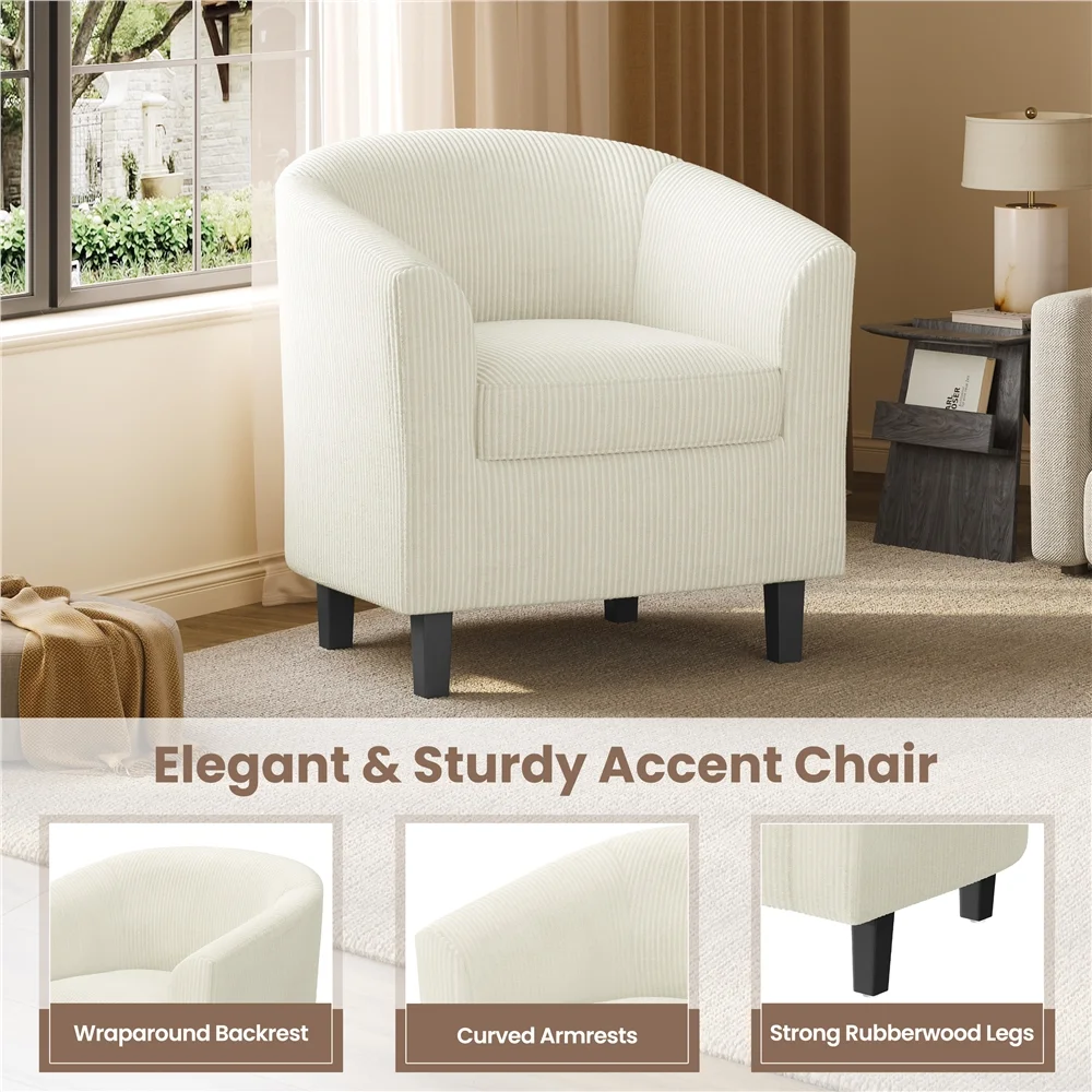 Renwick Faux Leather Barrel Accent Chair for Living Room, Set of 2, Black