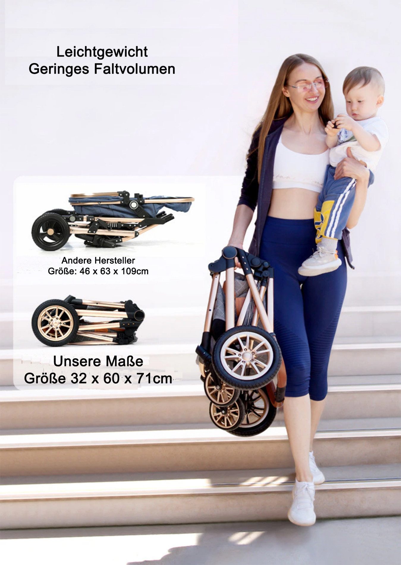 Kombi-Kinderwagen Babyschale Baby Buggy Babywanne Windeltasche