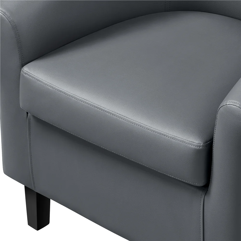 Renwick Faux Leather Barrel Accent Chair for Living Room, Set of 2, Black