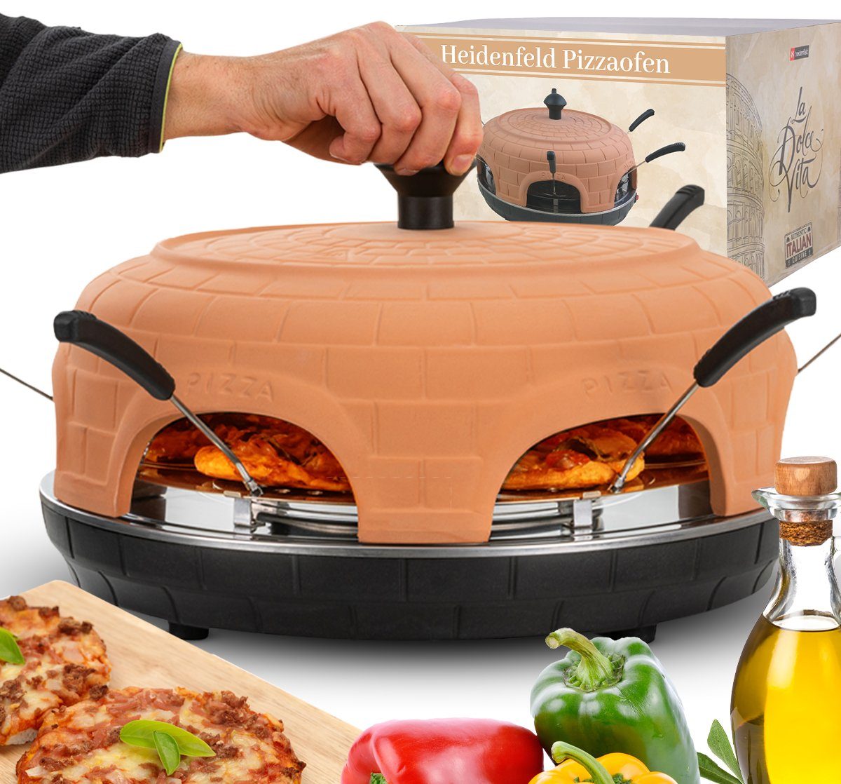 Pizzaofen Mini Pizzaofen Pizzachef für 6 Personen inkl. Pizzaschieber Raclette