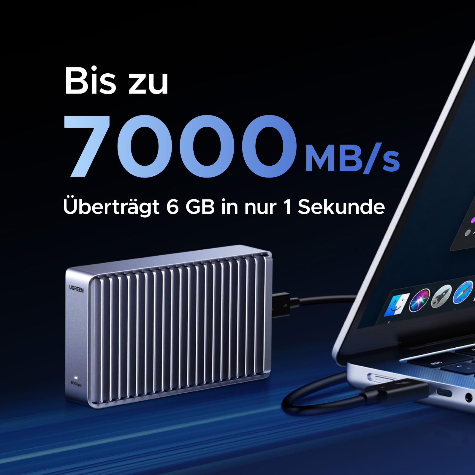 80Gbps M.2 NVMe SSD Gehäuse mit USB-C, kompatibel mit Thunderbolt 5/4 und USB4, bis zu 7000 MB/s