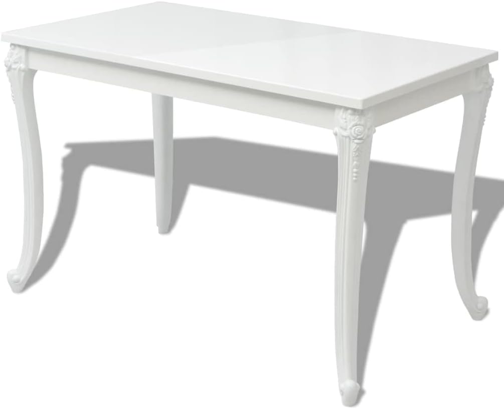 vidaXL Tavolo da Pranzo Rettangolare Bianco Lucido Tavola Cucina Soggiorno