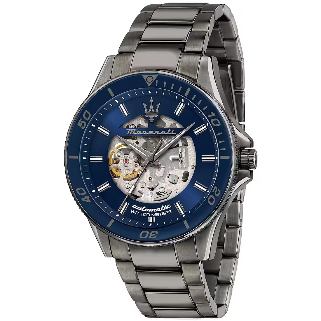 Orologio Maserati Sfida blu Skeleton in acciaio PVD grigio R8823140015