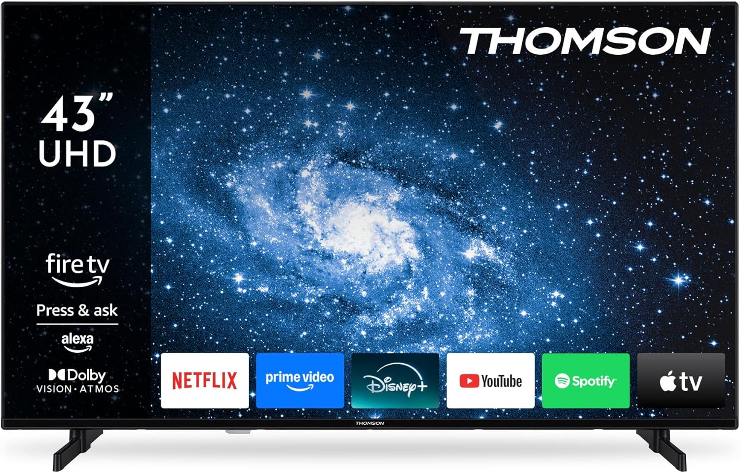 Thomson 43 Pollici (109 cm) 4K UHD LED Smart TV con Fire TV, Controllo vocale Alexa, AirPlay, Wi-Fi, Triplo sintonizzatore(cavo/satellite/antenna), Bluetooth 5.0, HDMI, USB, AV IN, CI+, 43UF4S35
