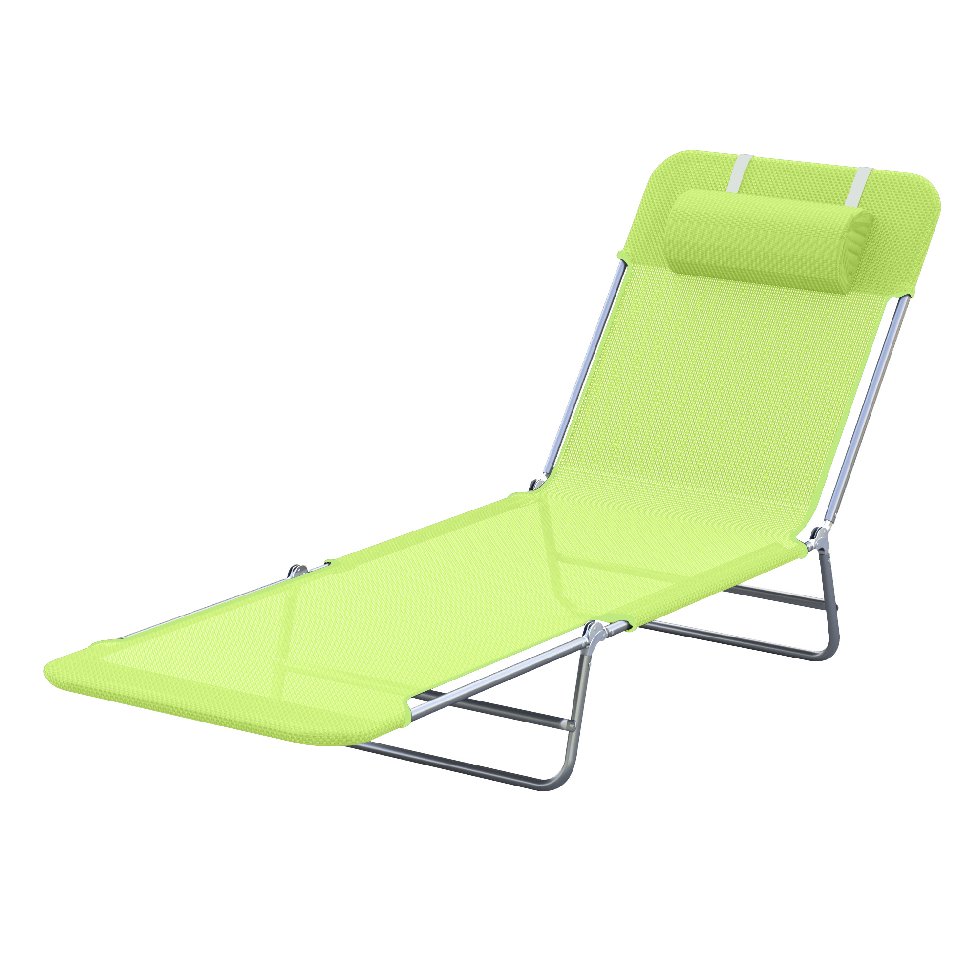 Outsunny Sonnenliege klappbar Gartenliege mit Kopfkissen Liegestuhl verstellbar mit 5-Fach Campingliege bis 120kg belastbar für Garten, Balkon und Pool geeignet, 4 Farben(Grün)