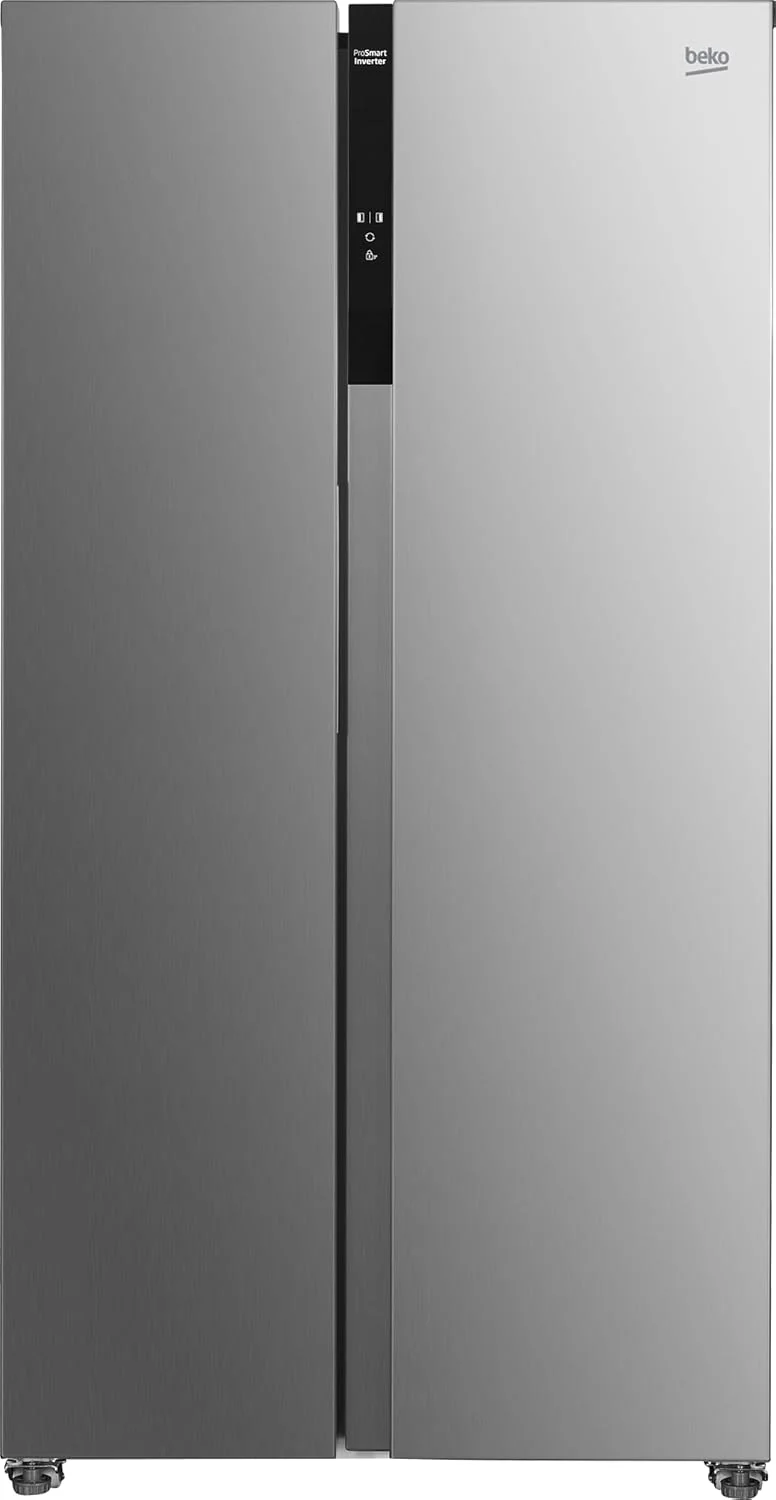 Beko GNO5322WDXPN Side-by-Side, Koelkast, Vriesvak, 532 l totaalvolume, 347 liter koelruimte, 185 liter vriesruimte, multifunctioneel display, NoFrost, waterdispenser, RVS