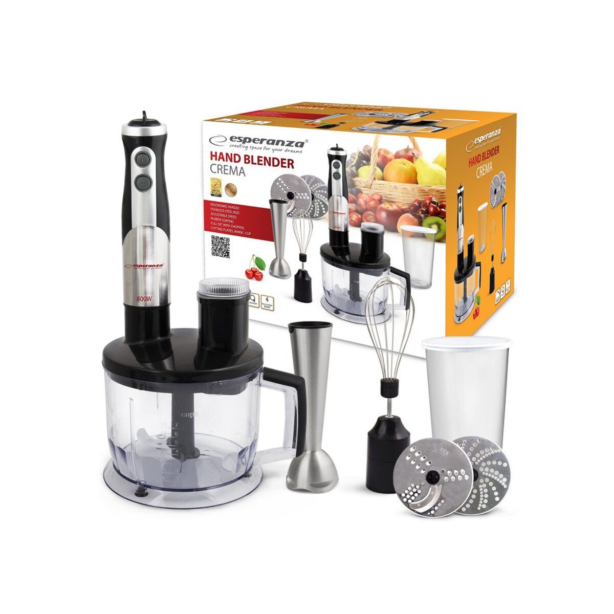 Handmixer Esperanza Handmixer Creme mit Edelstahl Rührbesen