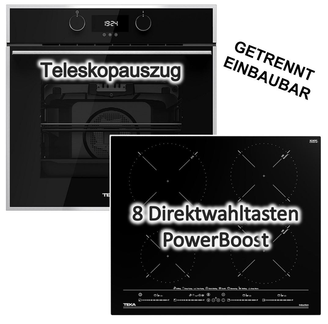 Backofen-Set HydroClean Teleskopauszug + Induktionskochfeld Power+ 