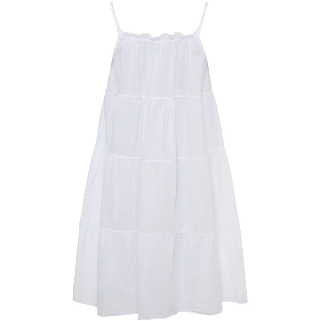 Layered Ruffle Strap Dress �C White | Women's Luxury Cotton Dress