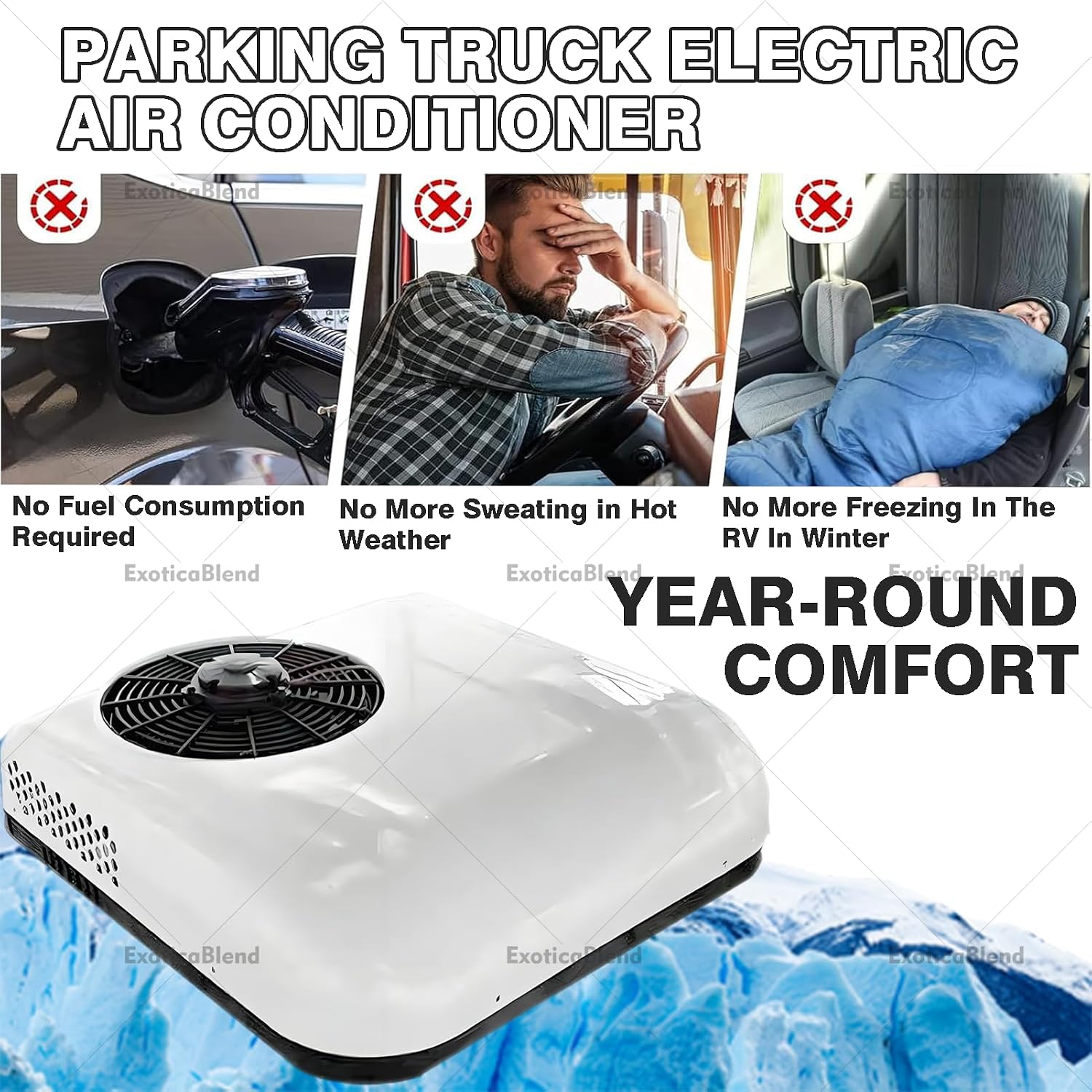 12V/24V Wohnmobil-Klimaanlage (Flachprofil), extrem niedriger Energieverbrauch, leise Klimaanlage – für netzunabhängiges Camping, Wohnmobile, LKW und Anhänger 24V