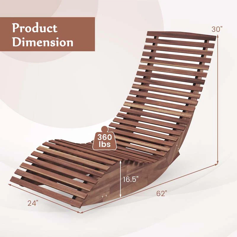 Eletriclife Outdoor Acacia Wood Rocking Chair with Widened Slatted Seat and High Back
