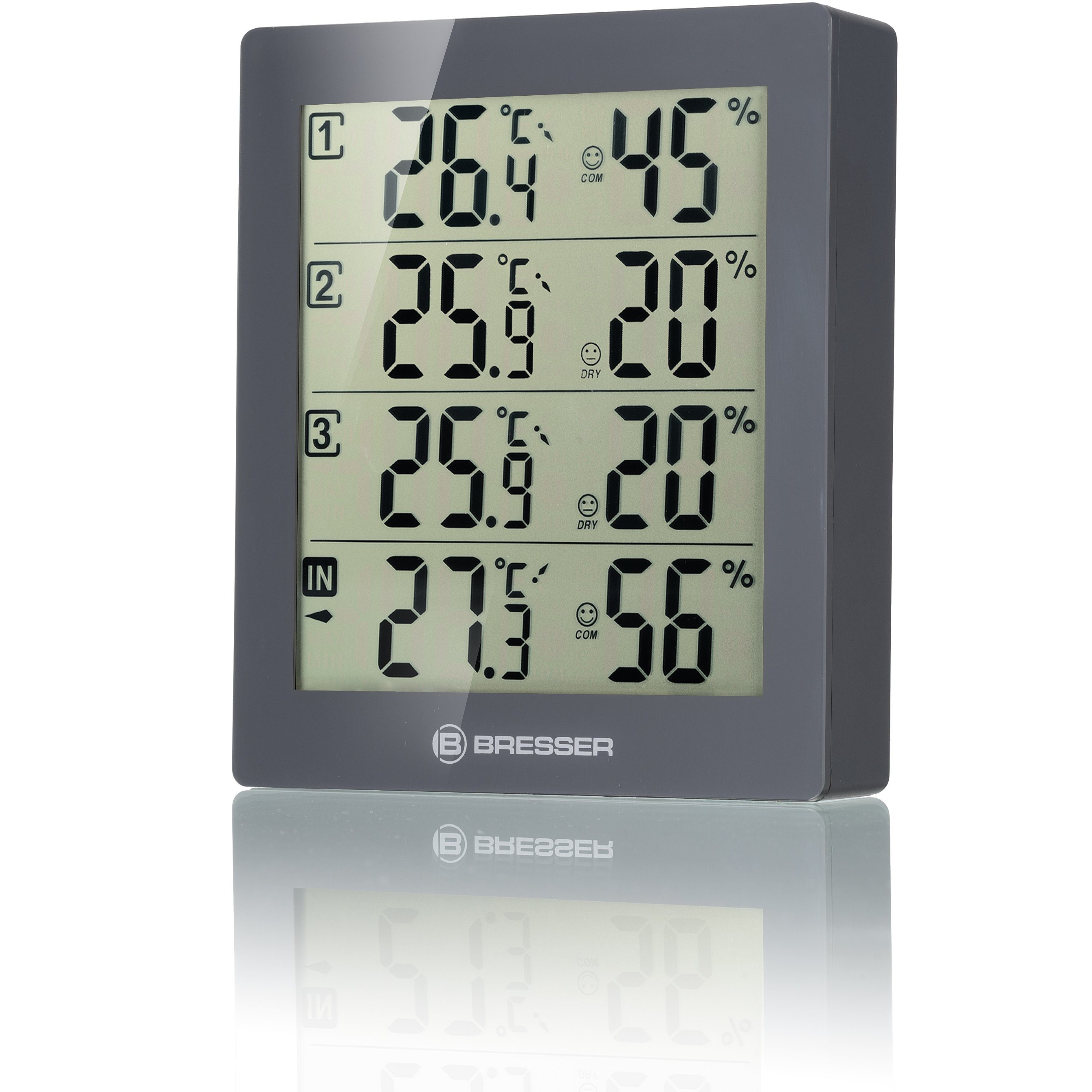 Hygrometer Thermo- / Hygrometer Quadro mit 3 Außensensoren g.