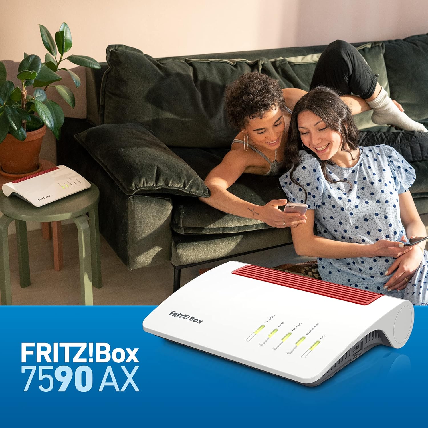 FRITZ!Box 7590 AX Exclusive Edition (Wi-Fi 6 Router 2.400 Mbit/s (5 GHz) e 1.200 Mbit/s (2.4 GHz), con chiavetta USB SanDisk, Mesh Wi-Fi, base DECT)