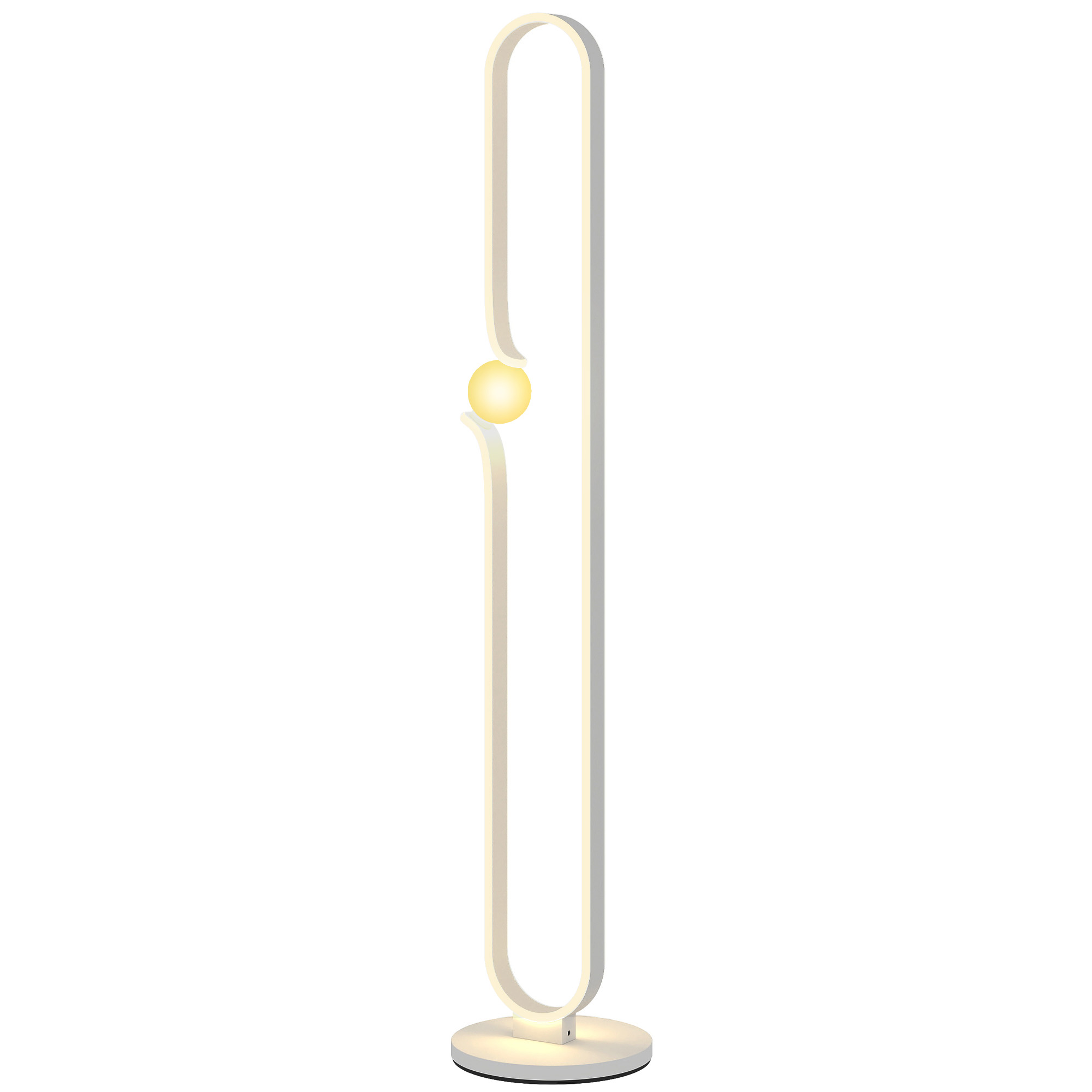 HOMCOM LED-Bodenlampe, Musiknoten-Design, Glasschirm, Metall, Kunststoff, Weiß
