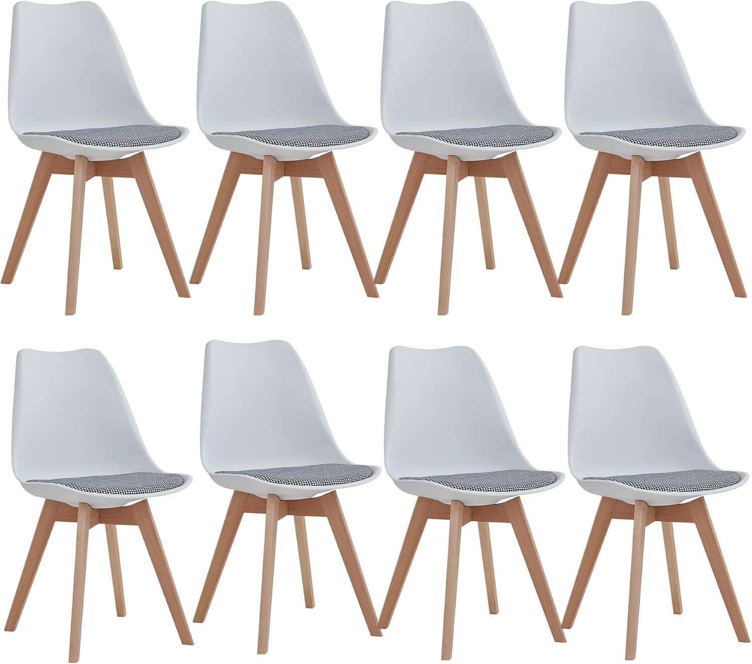 BenyLed Set di 6 Sedie da Pranzo a Forma di Tulipano con Seduta Imbottita e Gambe in Legno di Faggio, ideali per Sala da Pranzo, Cucina, Soggiorno, Bar, Marrone