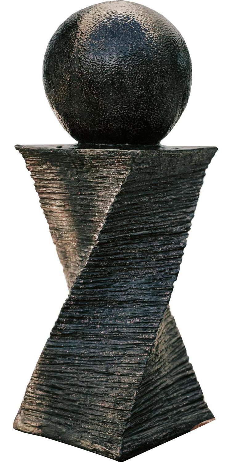 XBrand Zen Ball Water Fountain, 30&prime;&prime; Black Swirl Sphere, Indoor/Outdoor Decor