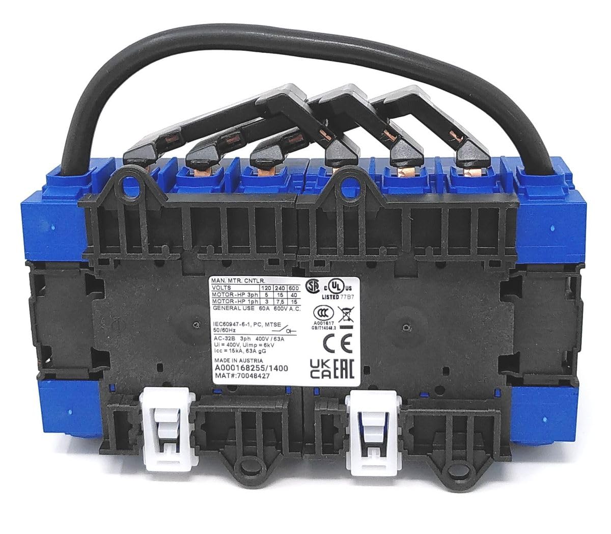 Umschalter 4-polig 63A KA63B T904 VE2 +F437 mit Stellung Netz-0-Notstrom, Schnappbefestigung für Reiheneinbau