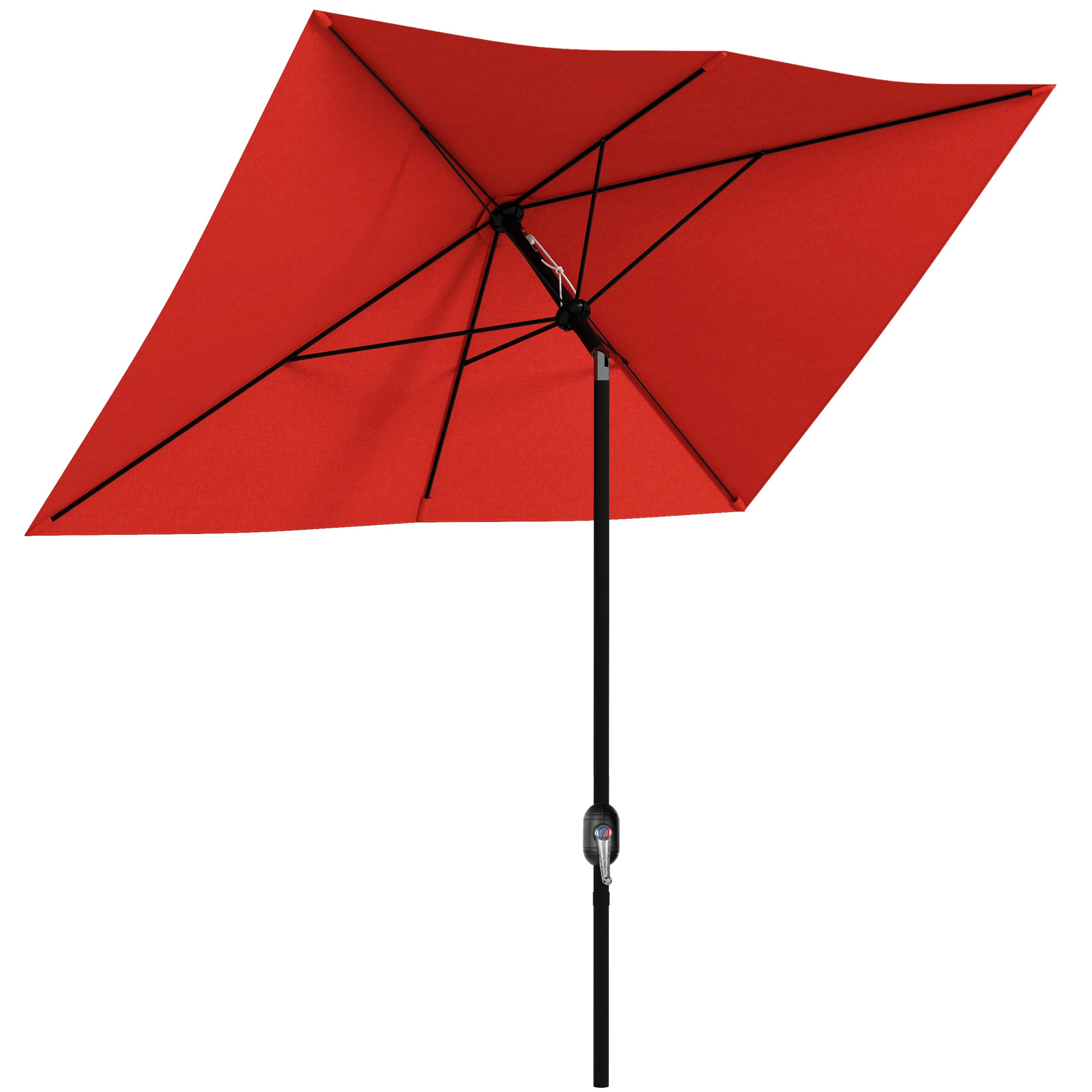 Outsunny Sonnenschirm rechteckig neigbar 2x3 m mit Kurbel wasserdichte Polyester-Hochdichtgewebe 180g/m² rot