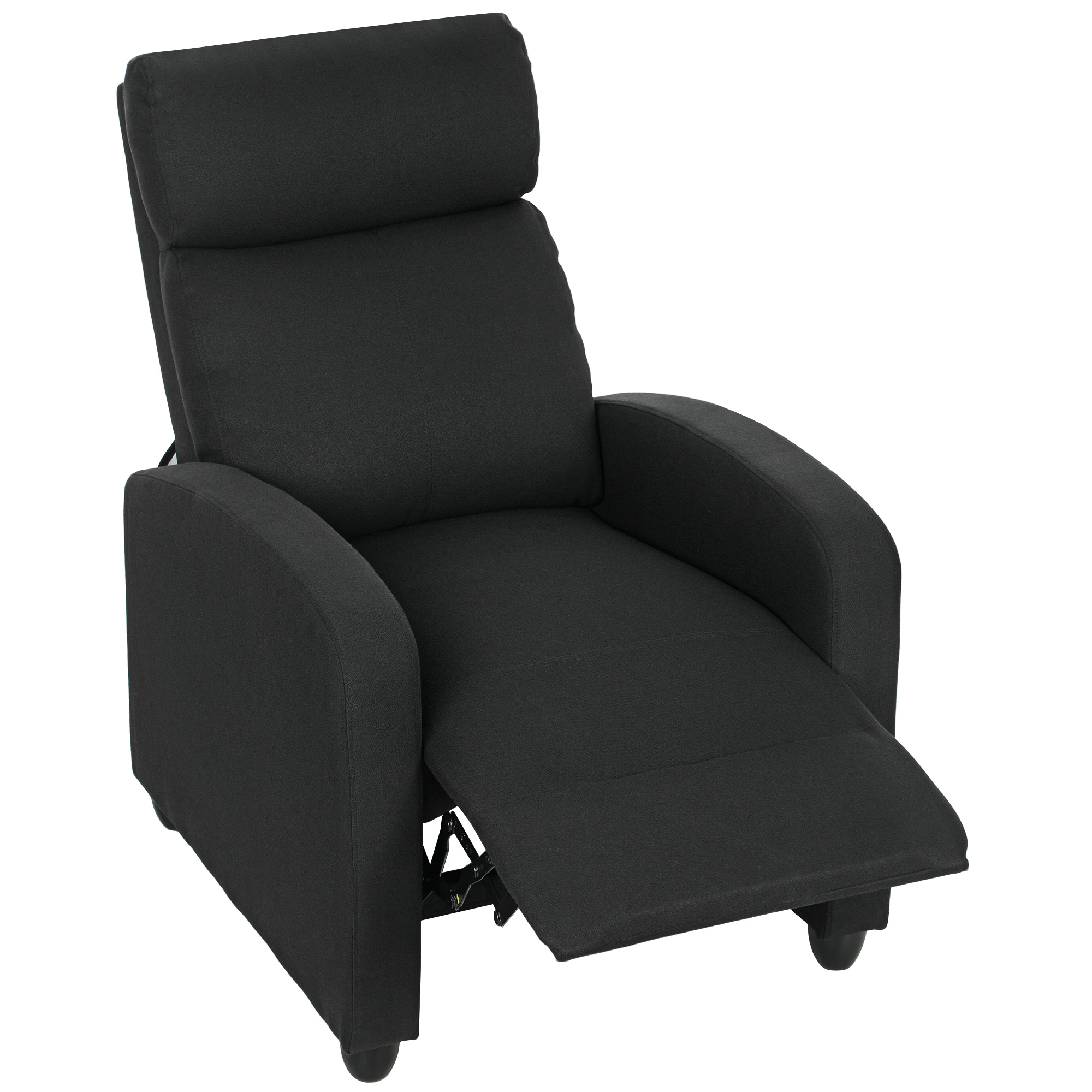 HOMCOM Relaxsessel, verstellbar 135°, ausziehbare Fußstütze, gepolsterte Lehnen, Leinen-Polyester, Schwarz