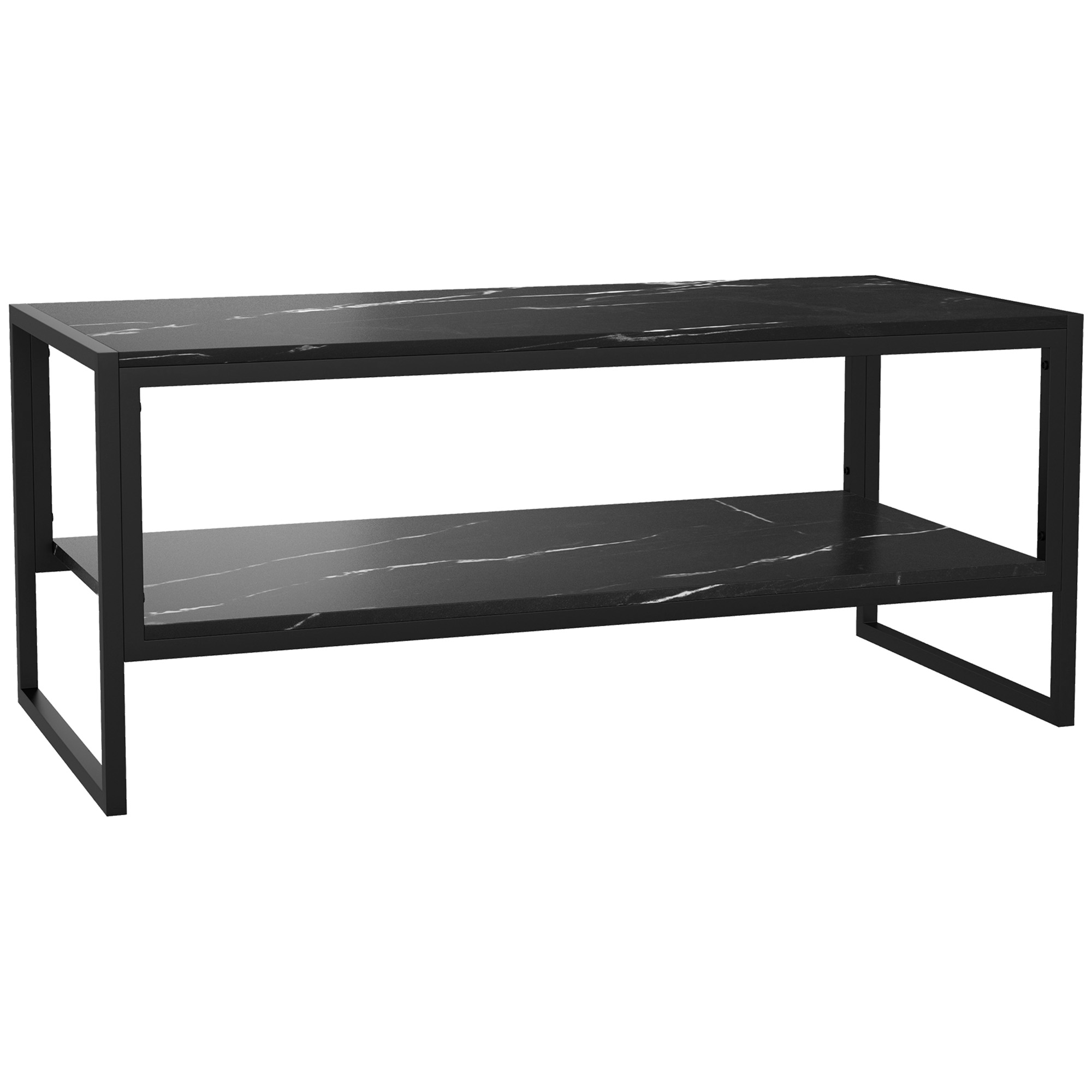 HOMCOM Moderne Couchtisch mit 2 Regale 106 x 50 x 47 cm Schwarz
