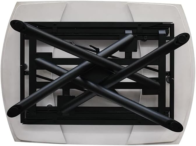 tavolo allungabile girevole Achille, piano in ceramica bianca statuario, gambe in metallo nero, 120 x 88 x 76 cm - id_2206