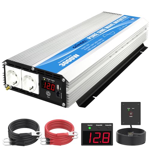 GIANDEL Inverter a onda sinusoidale pura 3000W Convertitore DC 12V a AC 220V 230V con telecomandoler prese AC doppie&Display a LED per uso home di camion RV : Amazon.it: Elettronica