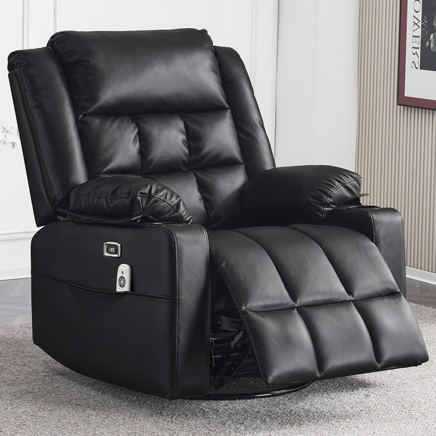 Power Swivel Rocker Recliner Chair with Massage and Heat