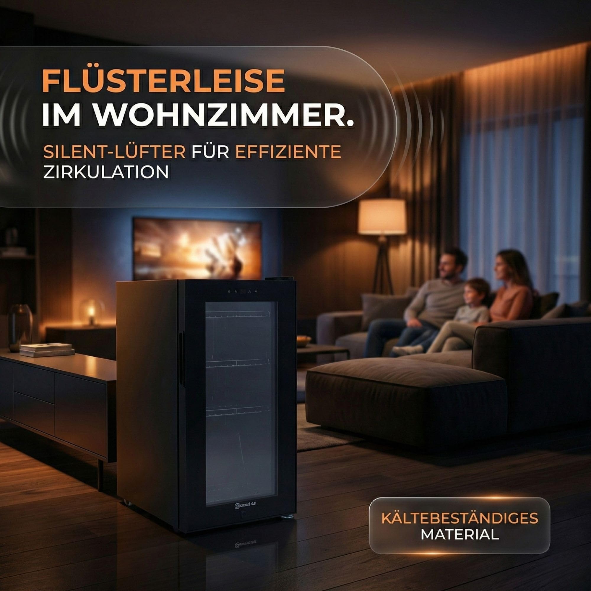 Getränkekühlschrank 50 L mit Glastür, Touchsteuerung, LED-Beleuchtung und Schloss, freistehend, 2–10 °C