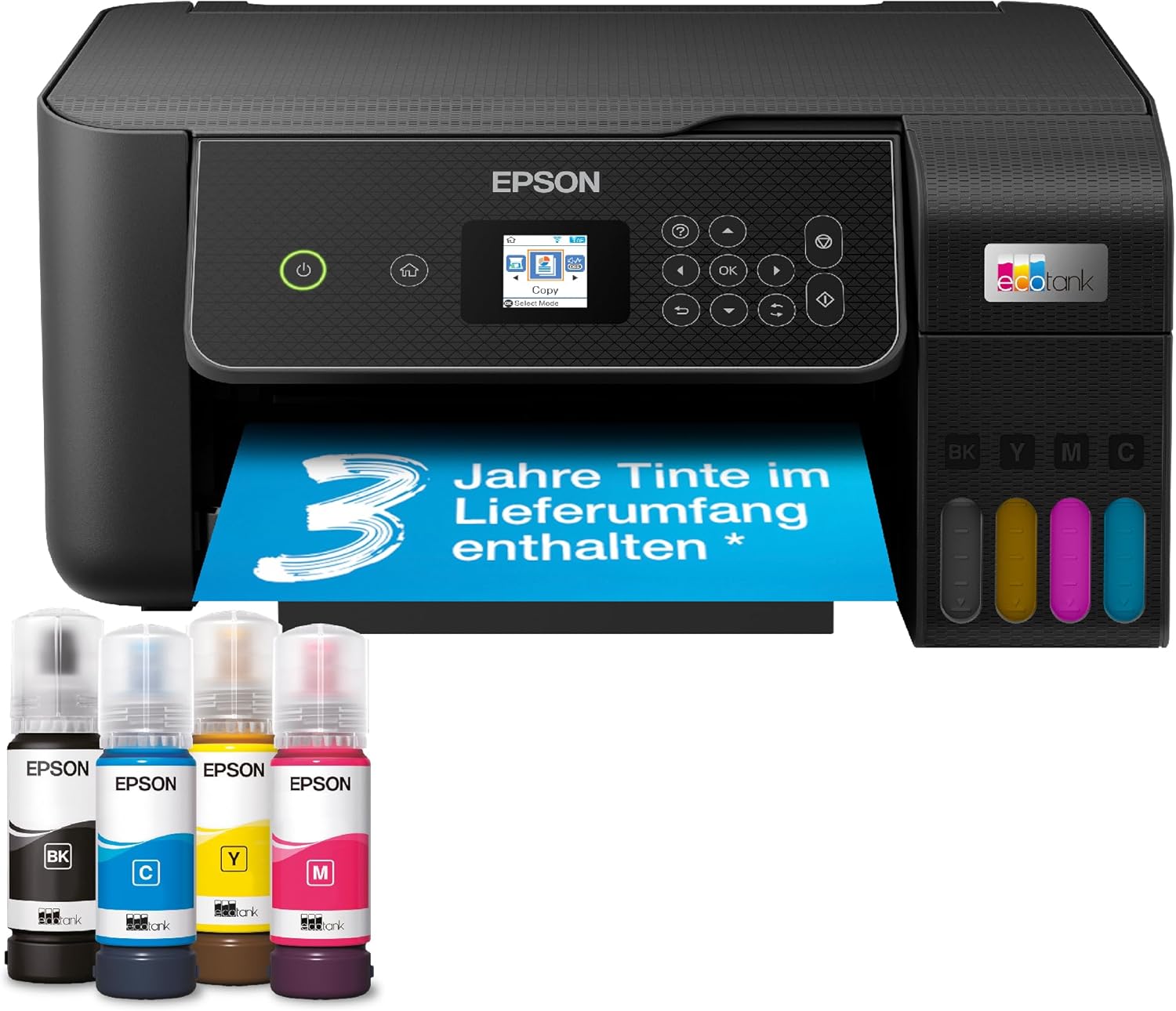 EcoTank ET-2870 Tintentankdrucker für vielbeschäftigte Haushalte WLAN A4 Drucken, Kopieren, Scannen 3.7 cm LCD-Display inkl. Tinte für bis zu 3 Jahre