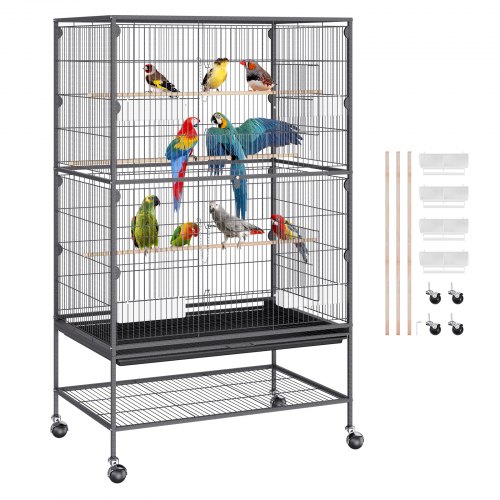 VEVOR Vogelvoliere 79x51x132cm Vogelkäfig aus Q195-Kohlenstoffstahl Vogelhaus Geeignet für 2-3 mittelgroße bis große Vögel Voliere mit Schloss Vogelheim Vogelbauer