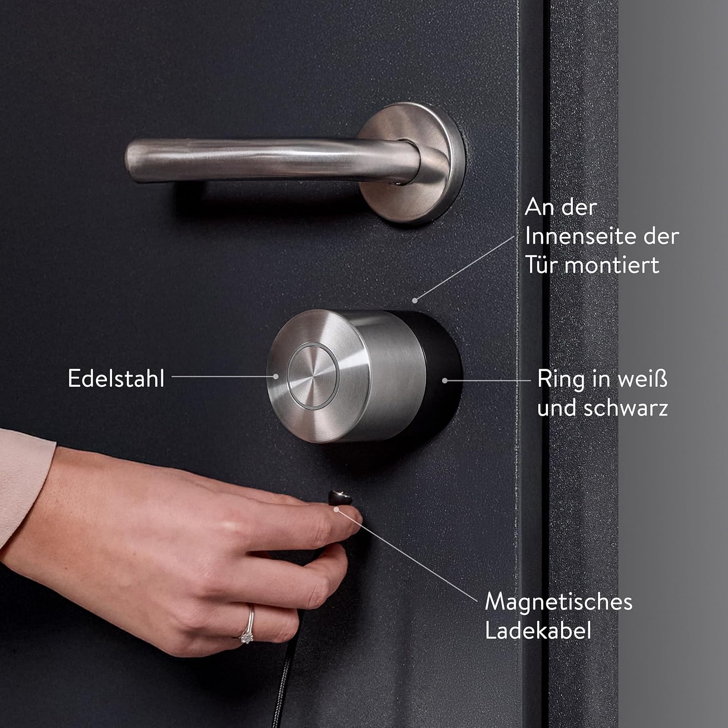 Nuki Smart Lock Pro mit Bluetooth, WLAN & Matter, für mühelose Integration ins Smart Home, elektronisches Türschloss ermöglicht Tür aus der Ferne zu sperren, einfach zum Nachrüsten ohne Zylindertausch