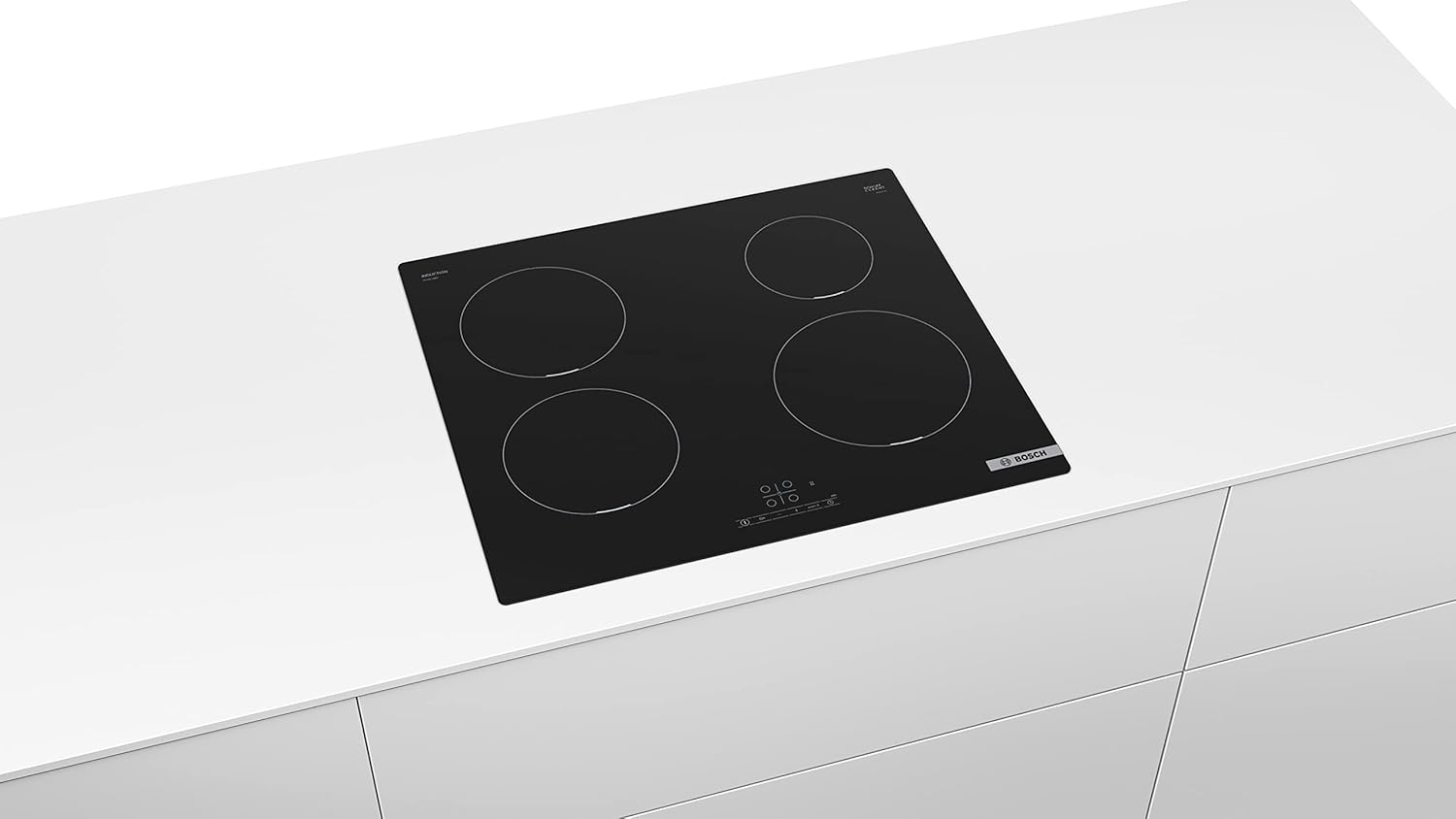 Bosch PUE611BB5J Serie 4, Piano cottura a induzione, PowerBoost accelera il processo di cottura, TouchSelect, senza profili, Nero, 60 cm