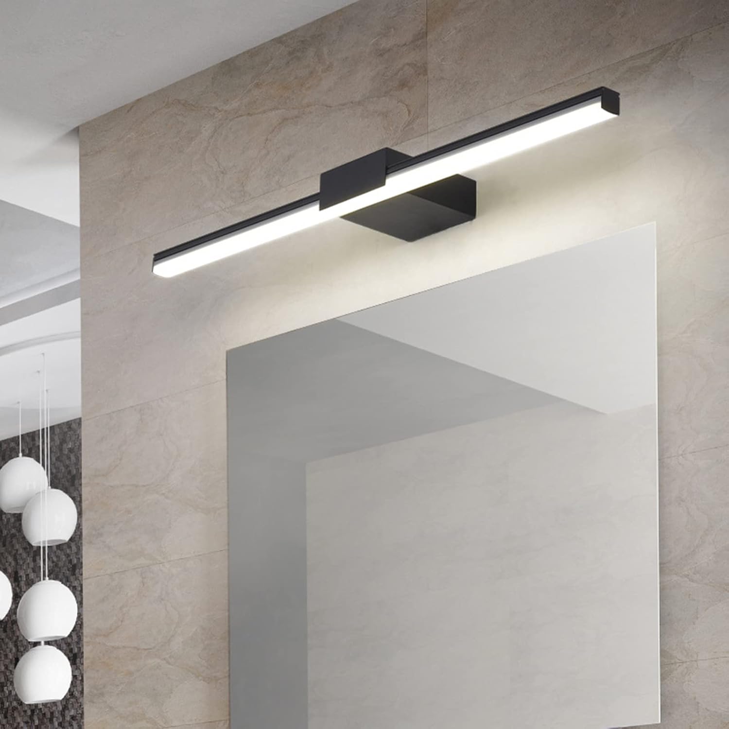 Eitelkeitsbeleuchtung, Spiegel-Frontleuchte, einfach, Gästezimmer, Apartment, Hotel, Badezimmer, wasserdicht, Nebel, kreativ, Schminktisch, Make-up, LED-Lampe, schwarz, Badbeleuchtung, Effizienz