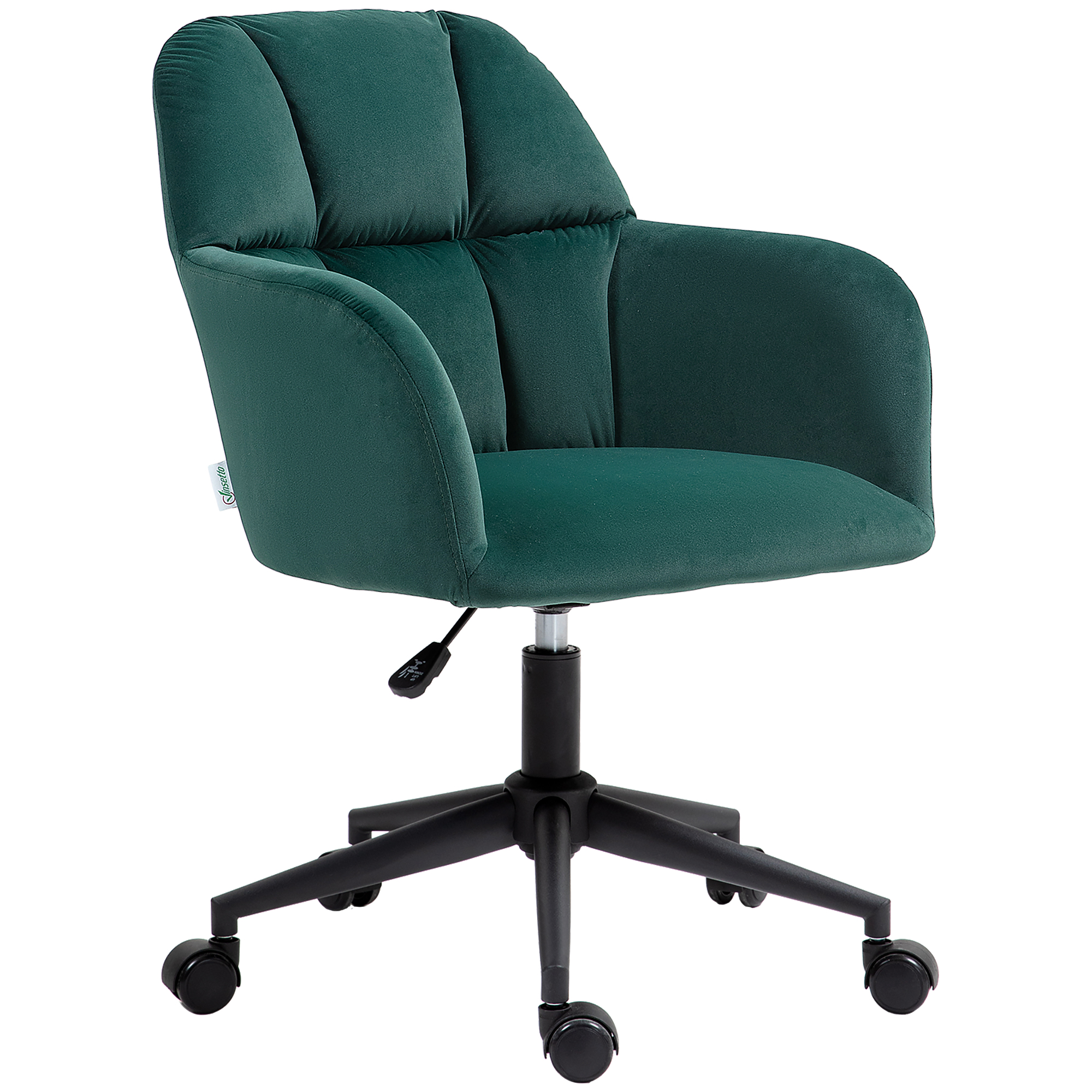 Vinsetto Bürostuhl, ergonomisch, höhenverstellbar, drehbar, Samtoptik, bis 120 kg, Grün