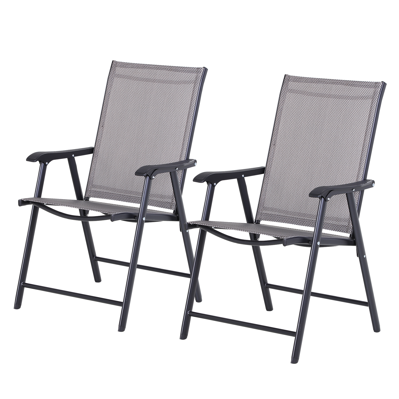Outsunny Klappstuhl mit Armlehne 2er Set Campingstuhl Angelstuhl Metall Grau 58 x 64 x 94 cm