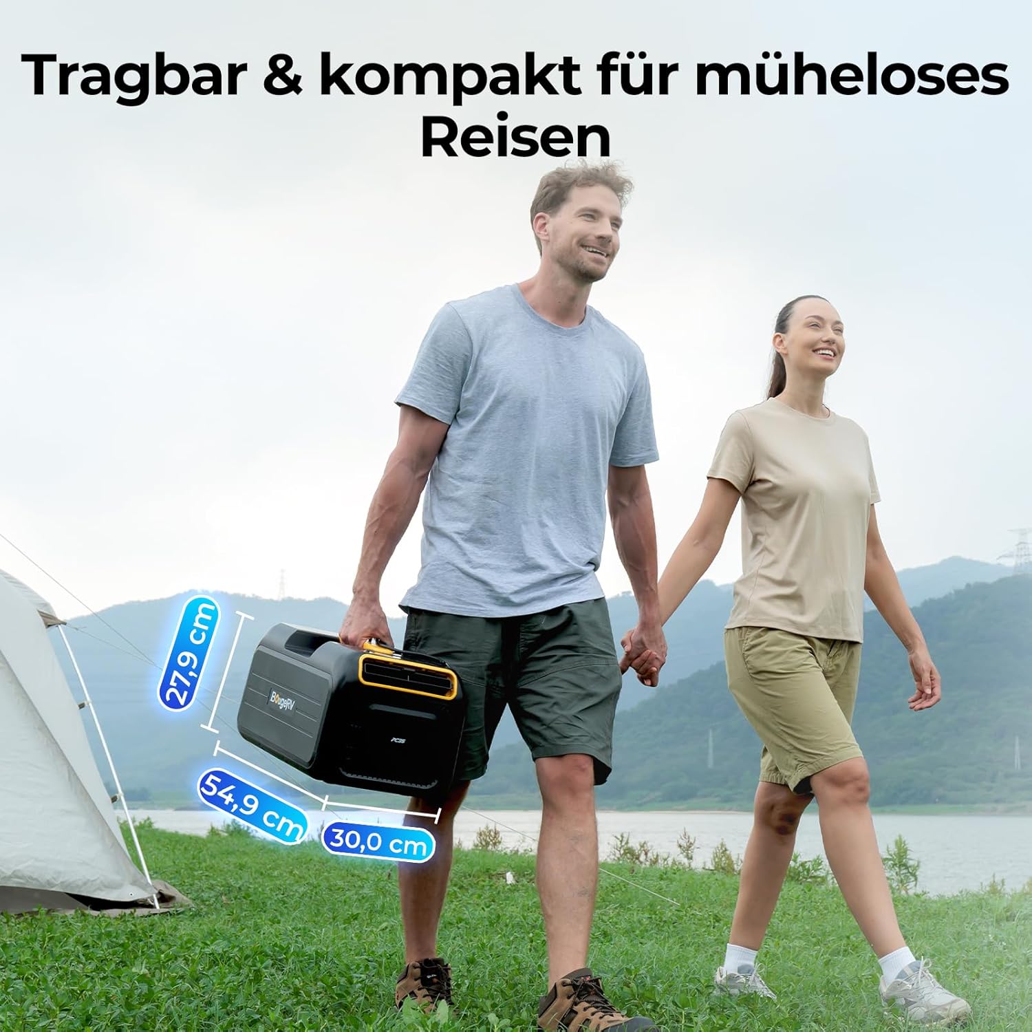 BougeRV 2026 PC35 Mobile Klimaanlage, 3500 BTU Tragbare Klimaanlage, 5 in 1 Klimagerät mit App, Kompakt mit Griff, AC 100V-240V, Camping Klimaanlage für Wohnmobil, Zelt, Lkw, Van