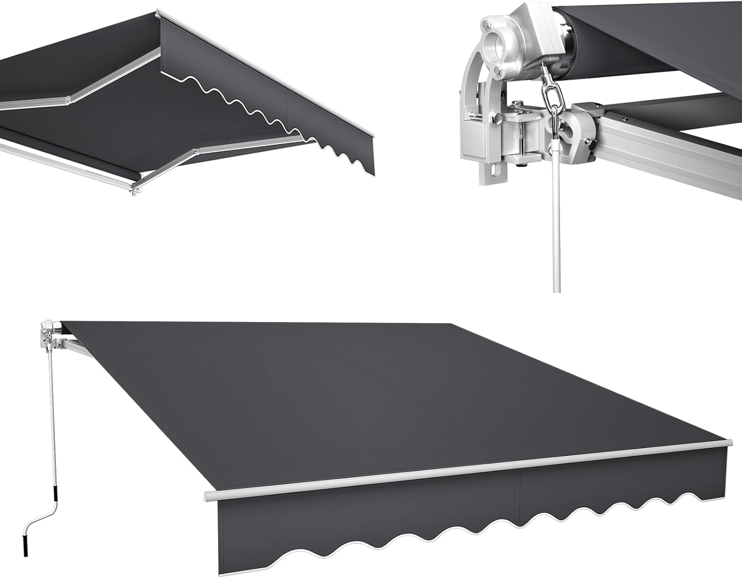 Gelenkarmmarkise 3m Sonnenschutz Markise für Balkon & Terrasse – Wasserabweisend, Robustes Markisentuch, Aluminiumrahmen – Höhenverstellbare Sonnenmarkise mit Handkurbel für optimalen Schatten