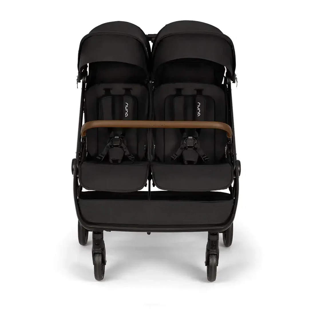 2025 Nuna TRVL Dubl Tandemwagen ?C Caviar | Lichtgewicht dubbele kinderwagen vanaf de geboorte, compatibel met PIPA? autostoeltjes