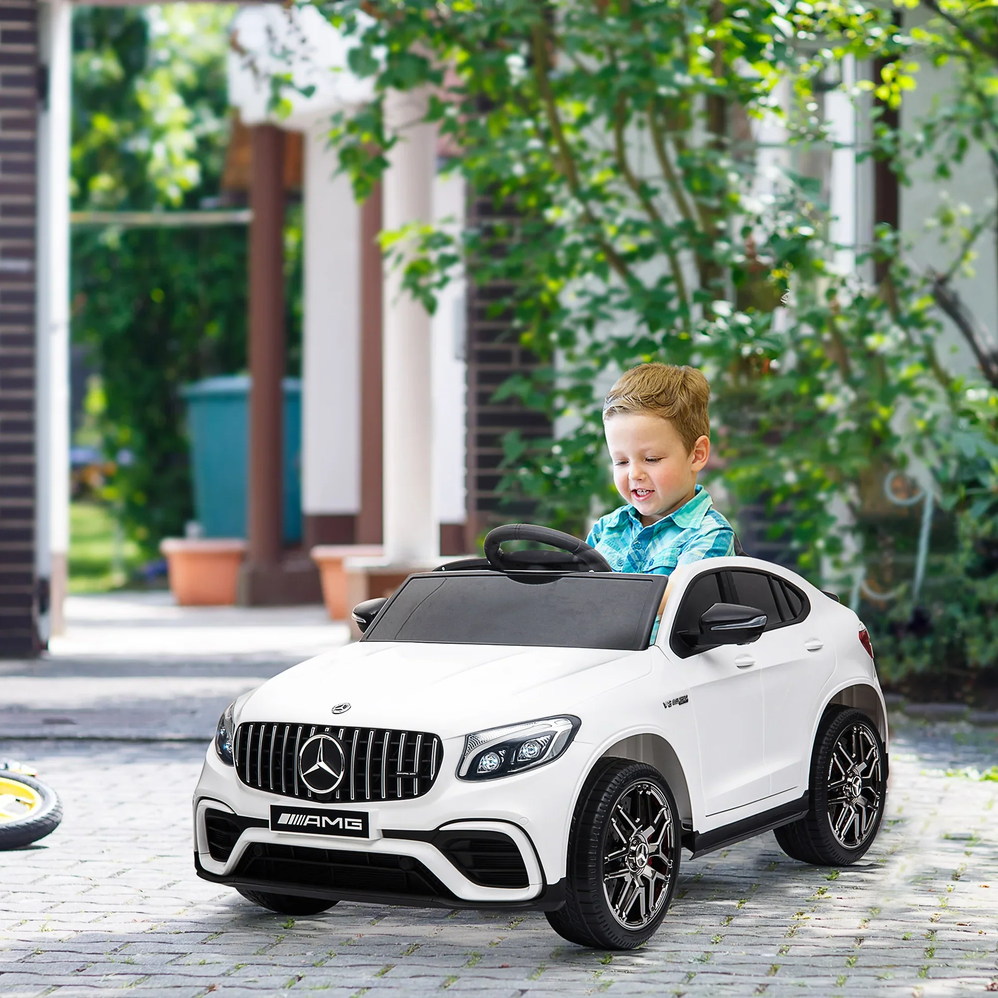 HOMCOM Kinder Elektroauto Mercedes-Benz mit Fernbedienung & Sicherheitsgurt Wei?