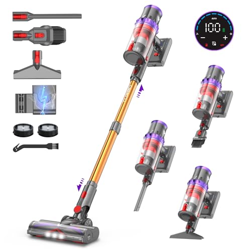 coovy 580W/45000Pa Aspirapolvere senza Fili SU7, Scopa Elettrica senza Filo Potente 70 Min Autonomia con LED Touchscreen Anti Avvolgimento per Tappeti Pavimento Peli Animali : Amazon.it: Casa e cucina