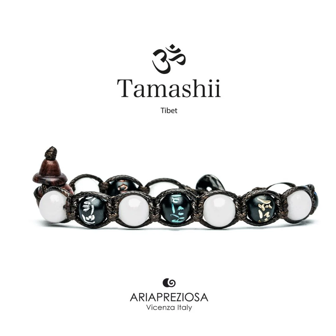 Bracciale Tamashii BHS200-14 mantra in agata bianca