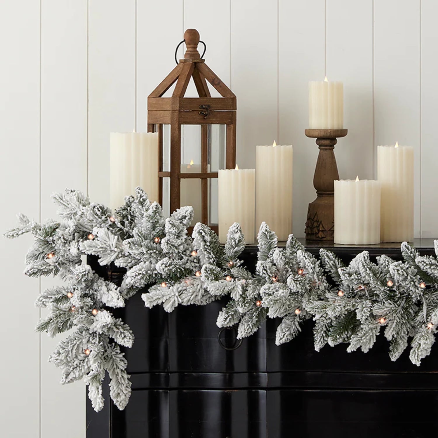 Seasonal LLC Bluffton 6ft Flocked Pine Garland with RGBW LED Lights, Remote Control, Battery Operated, Indoor/Outdoor Use