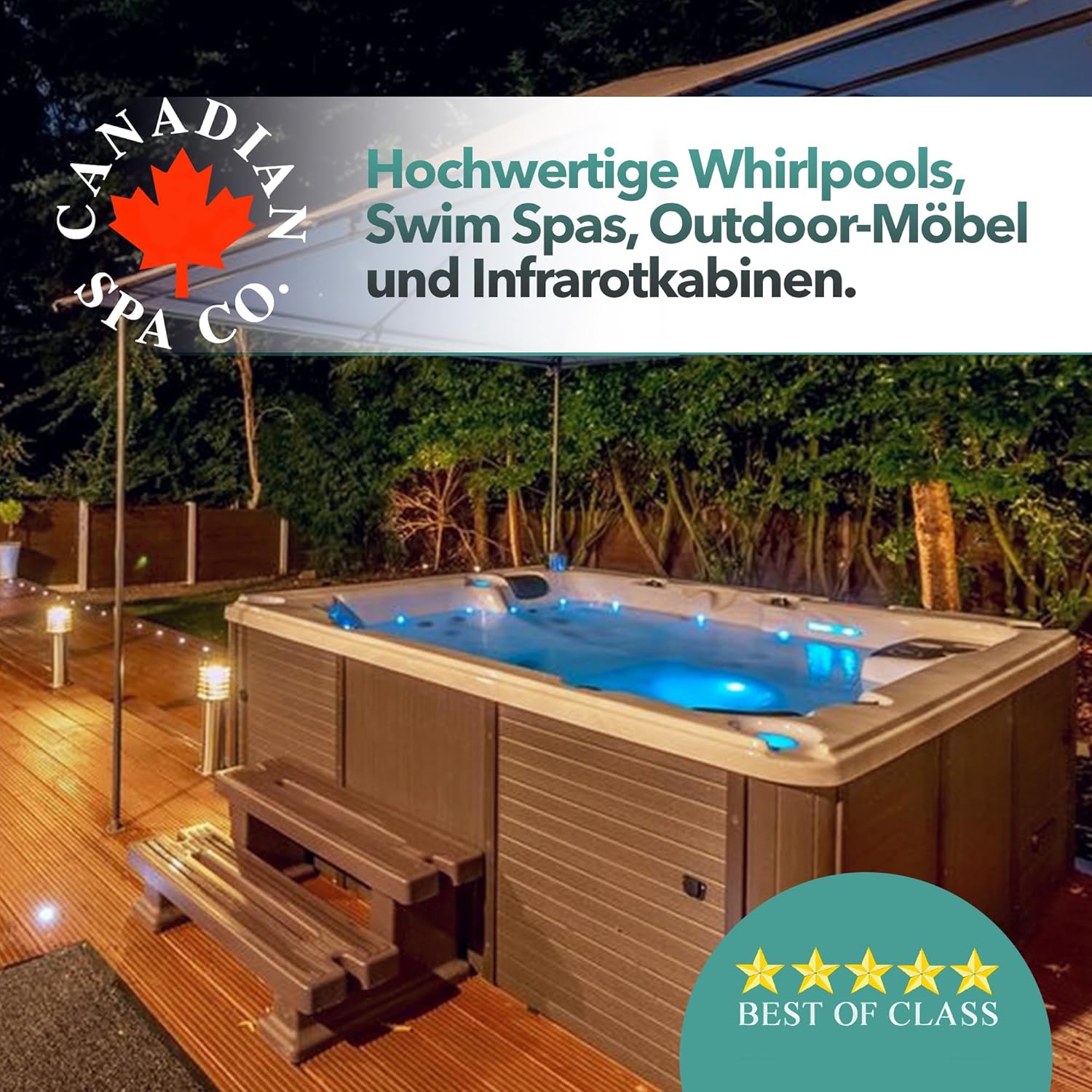 CANADIAN SPA CO. Bar für Pool, Randmöblierung für runde Whirl Pools und Hot Tubs, Randmöbel-Kollektion, Korbgeflecht wetterfest, Aluminiumrahmen rostsicher