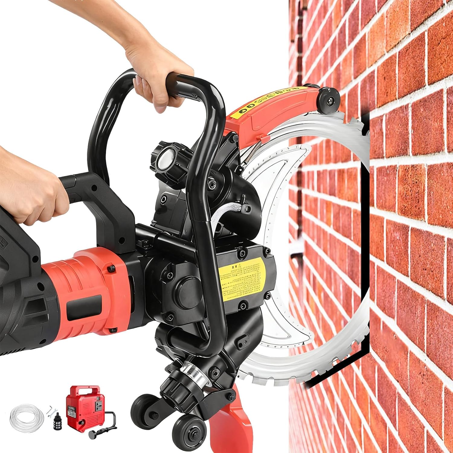 9500W Sega Elettrica per Calcestruzzo, Sega Anulare ad Alta Frequenza, Tagliamuri con 2 Lame-Sega, Profondità di Taglio 30cm, Taglio Senza Polvere, per Tagliare Pietra, Mattoni, Motore a Spazzole
