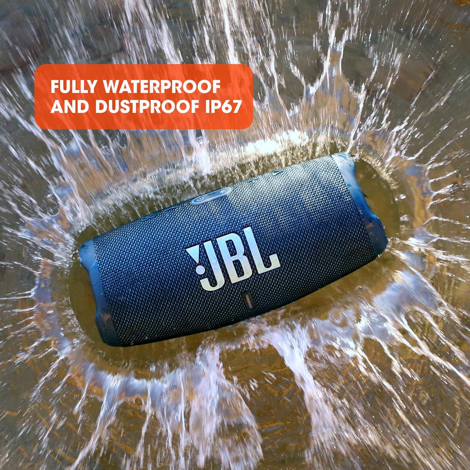JBL Charge 5 Bluetooth-Lautsprecher in Schwarz �C Wasserfeste, portable Boombox mit integrierter Powerbank �C Eine Akku-Ladung f��r bis zu 20 Stunden kabellosen Musikgenuss